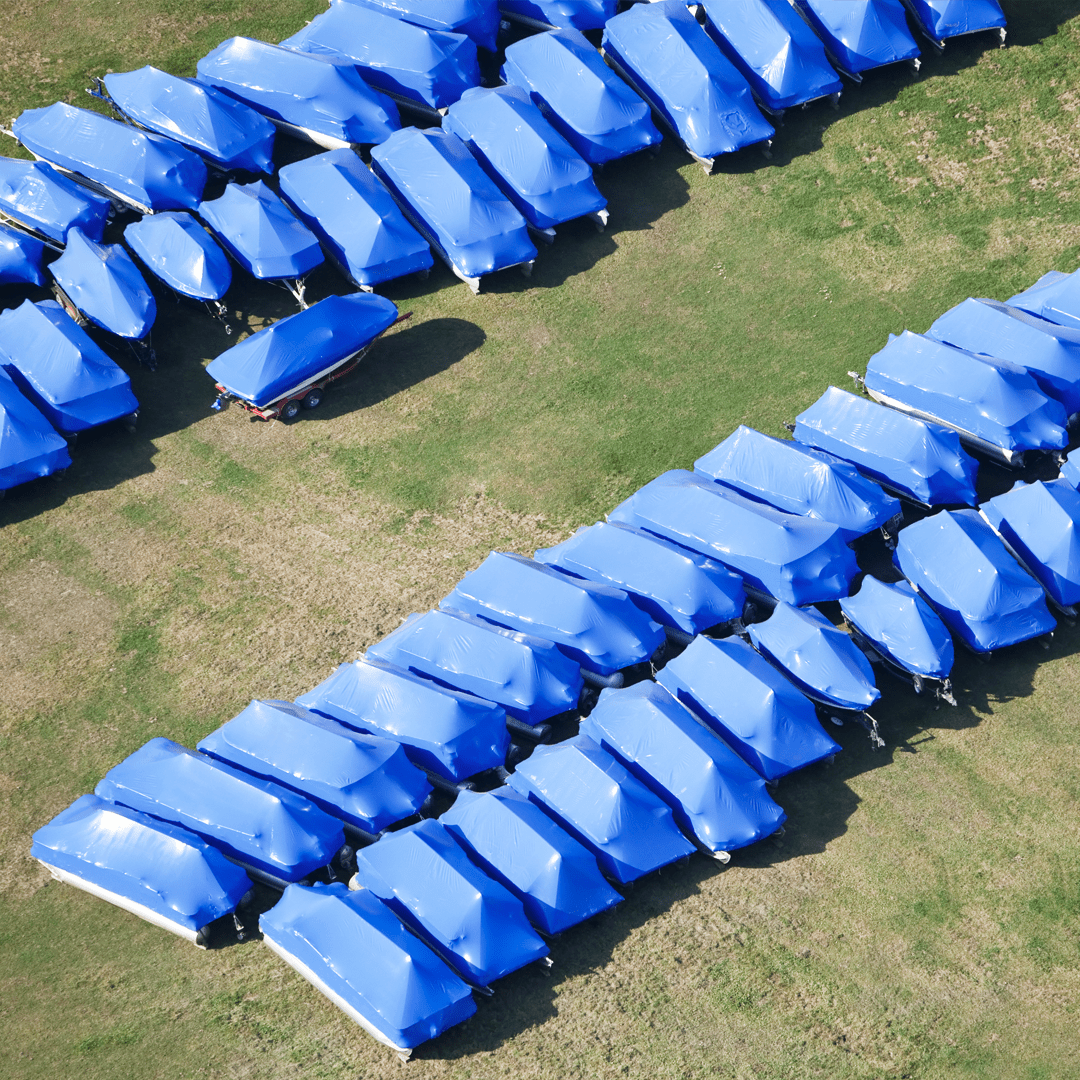 Boats lined up and wrapped