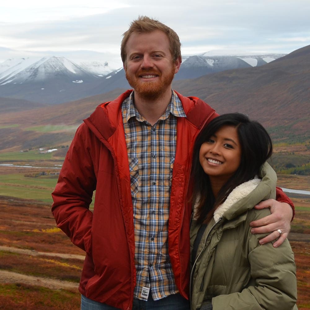 Kip Hensley and woman standing in front of mountains