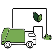 Illustration of a truck bringing the plastic waste to a Brightmark facility.