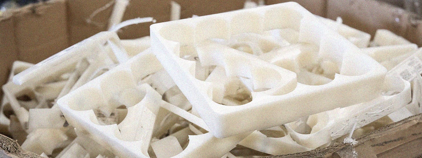 Medical plastic waste in a box